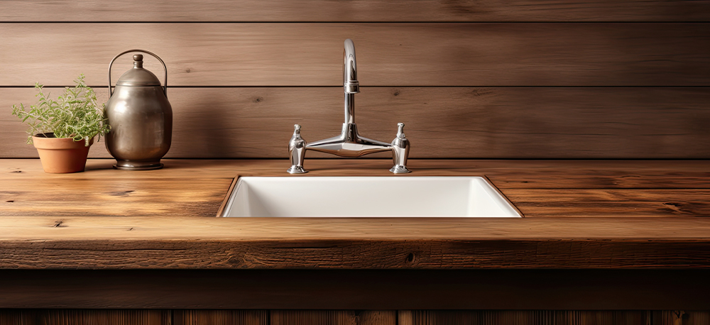 encimeras imitación madera y lavabos de piedra artificial