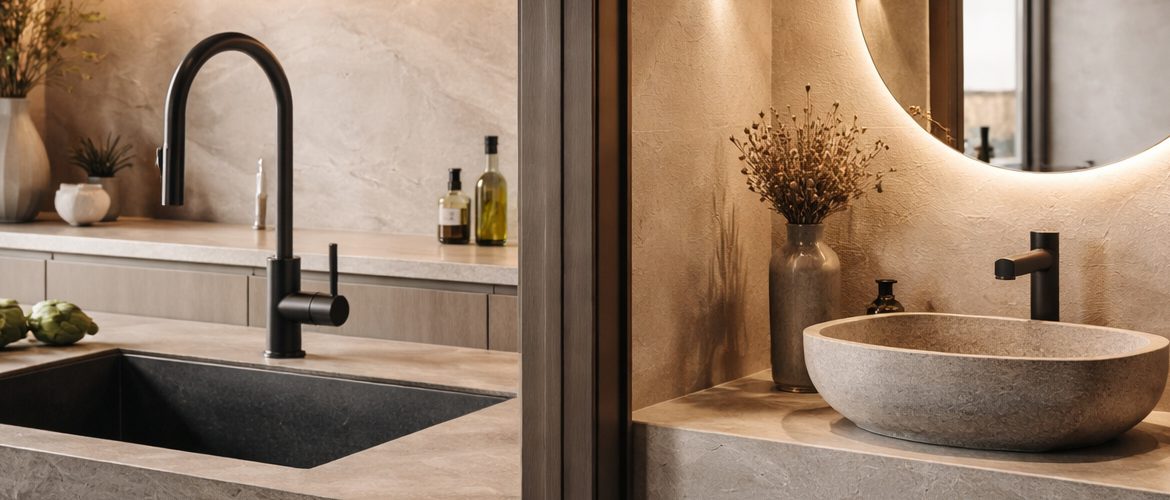 Cómo elegir fregaderos y lavabos de piedra artificial según tu estilo de decoración