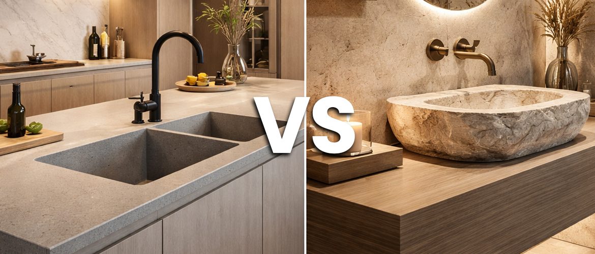 Qué fregadero o lavabo de piedra elegir para tu baño o cocina